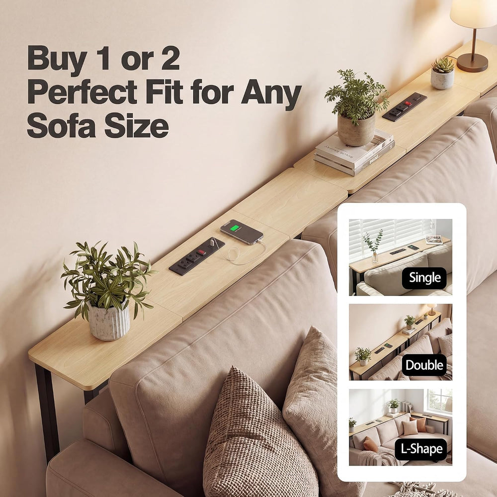 Narrow Console Table Behind Couch, 39.7” L x 32.3” H, Slim Sofa Table with Fa...