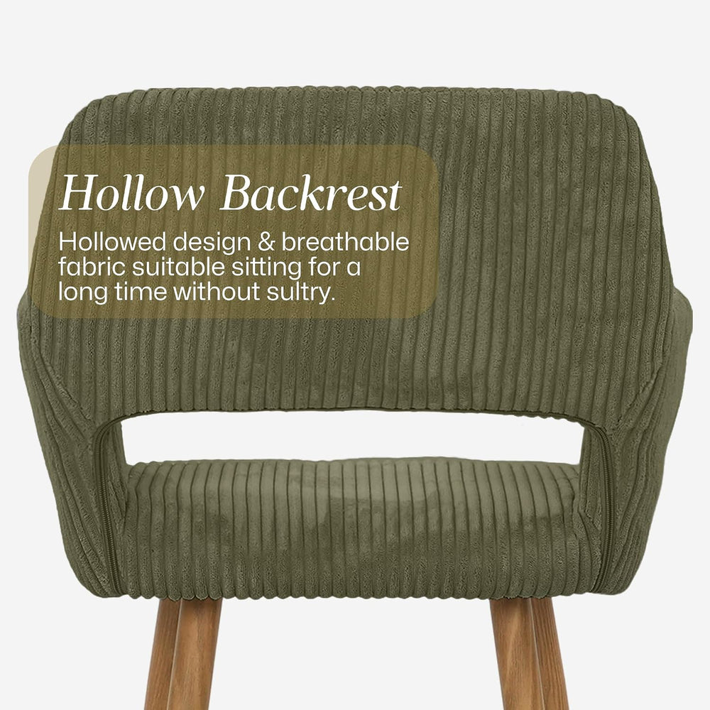 HENGJIANYI Home Corduroy Makeup Vanity Desk Chair no Wheels Armchair, Green |...