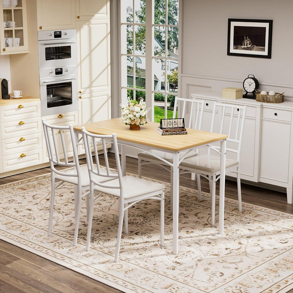 Dining Table Set for 4, Industrial Kitchen Table Set with 4 Upholstered Chair...