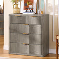 LEYAOYAO Fluted 5 Drawers Dresser for Bedroom, 34" Tall Modern Chest of Drawers with Metal Handle, Curved Profile Design,Grey Wood Drawer Organizer for Bedroom, Living Room, Hallway, Entryway