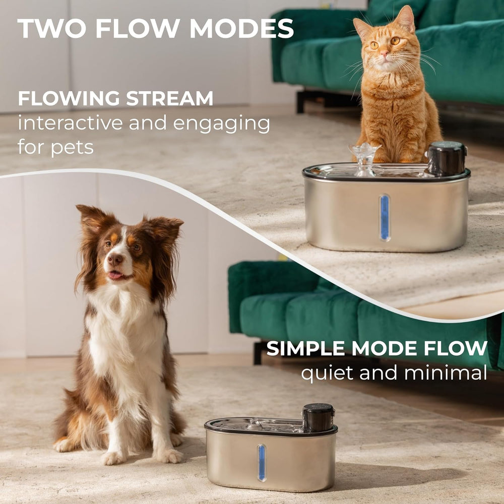 Wireless Cat Water Fountain Stainless Steel 108oz/3.2L, Cordless, Battery Ope...