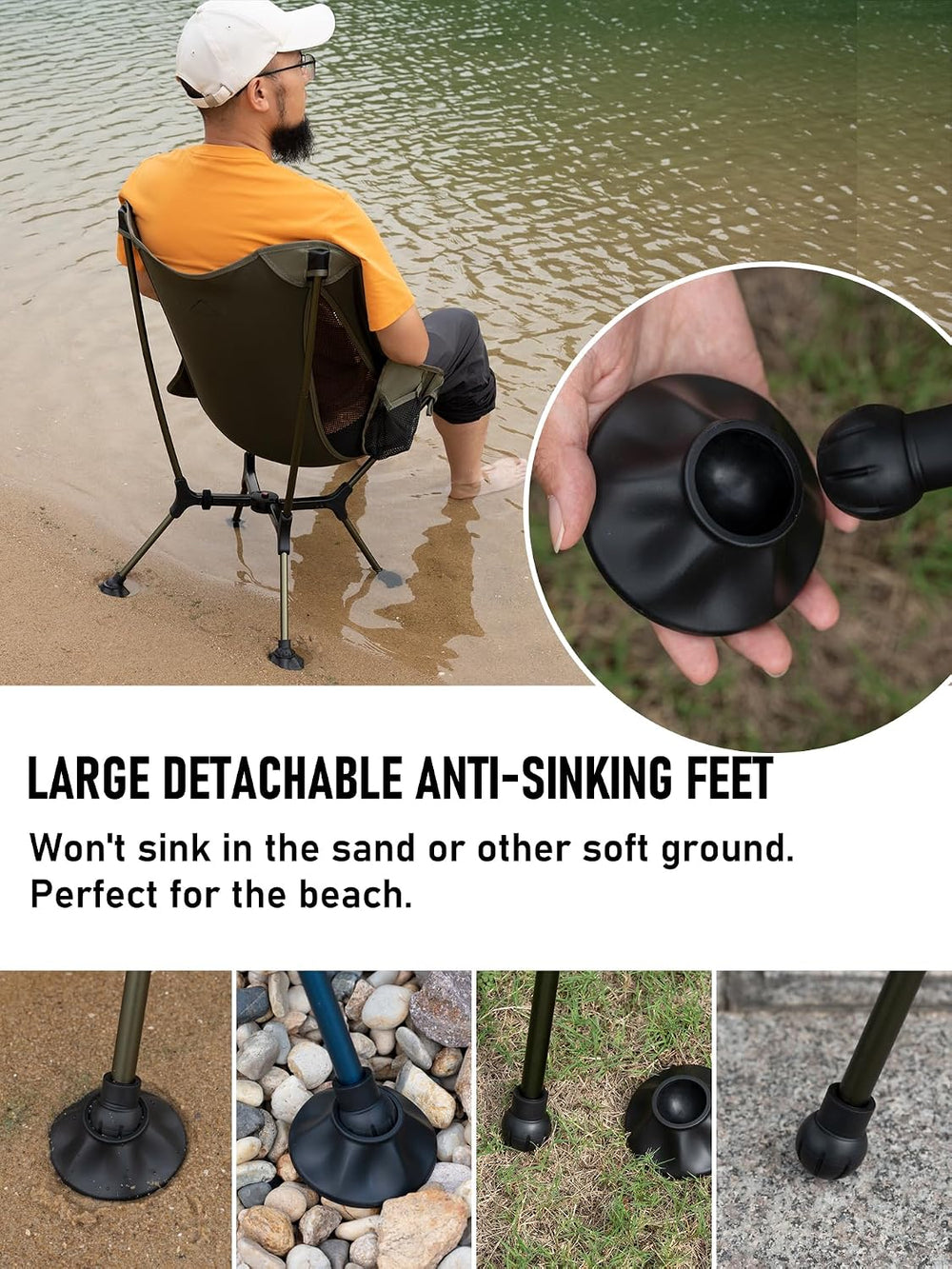 WildCall Lightweight Folding Camping Chair Quick Setup Frame Beach Chair Comp...