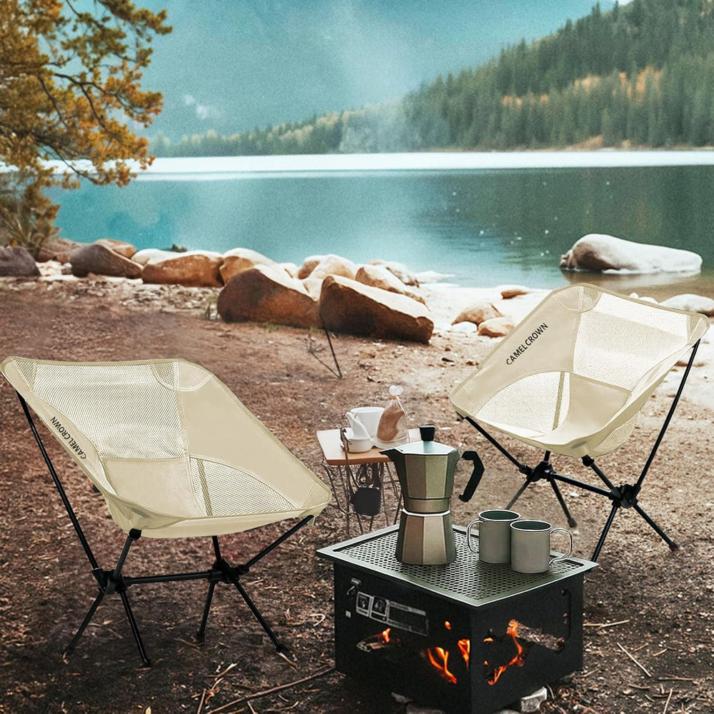 CAMEL CROWN Portable Camping Chair Lightweight Compact Folding Chair Mesh for...