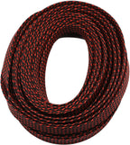 30ft PET Expandable Sleeving Wire Cable Sleeve (2/5" Red&Black 30ft)