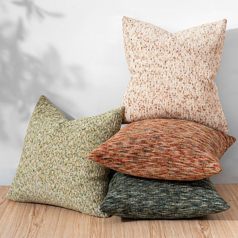 GEGELICA Slubby Chenille Decorative Throw Pillow Covers 24x24 Inch Set of 2