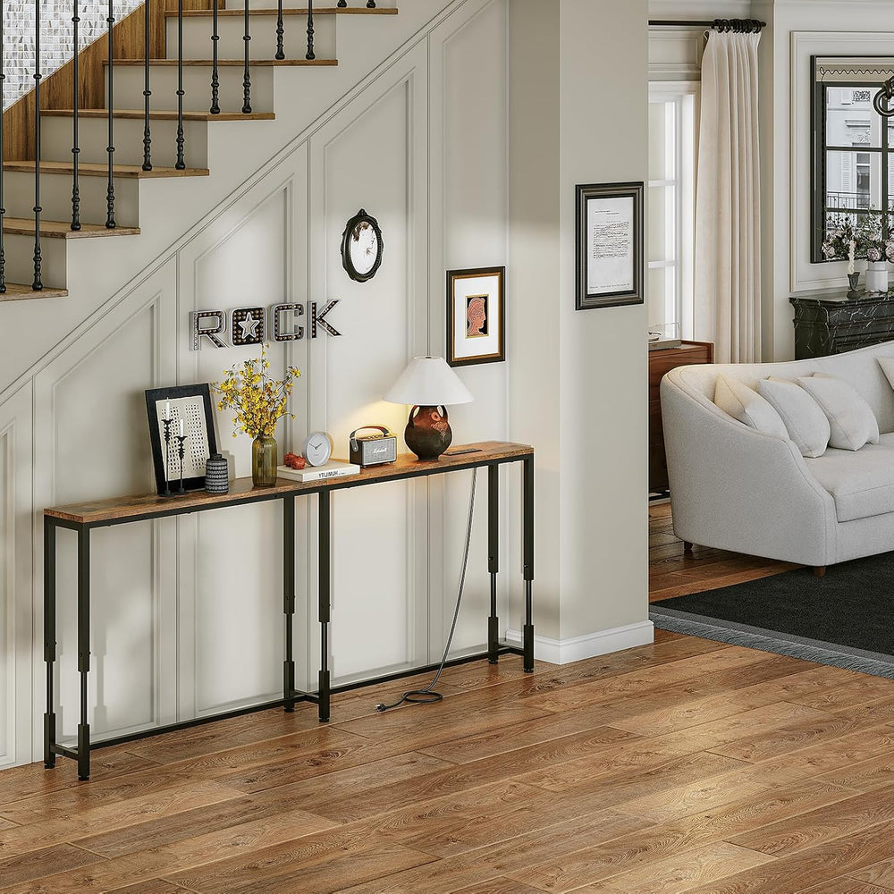 78.7" Behind Couch Table Adjustable Height 23.8~34.8" with Charging...
