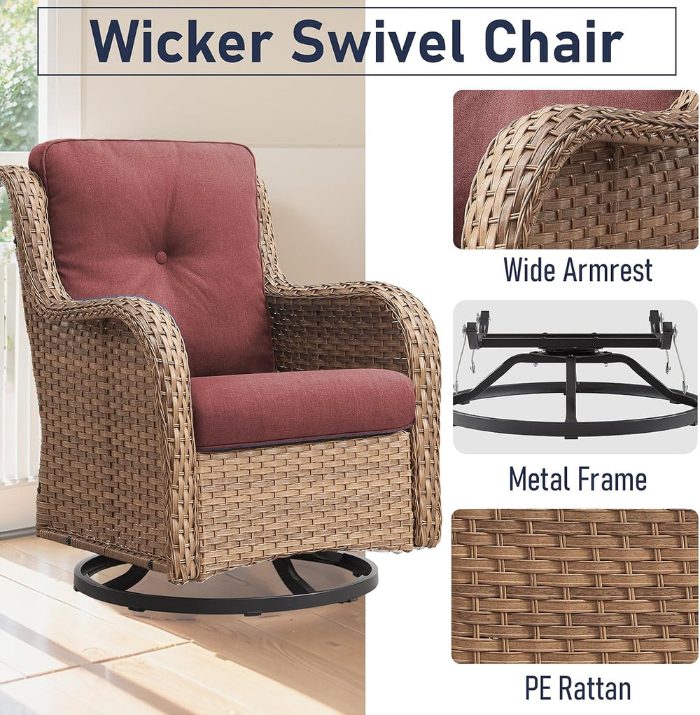 Outdoor Furniture Set: 11 PCS Patio Furniture Set with Outdoor Swivel Rocker ...