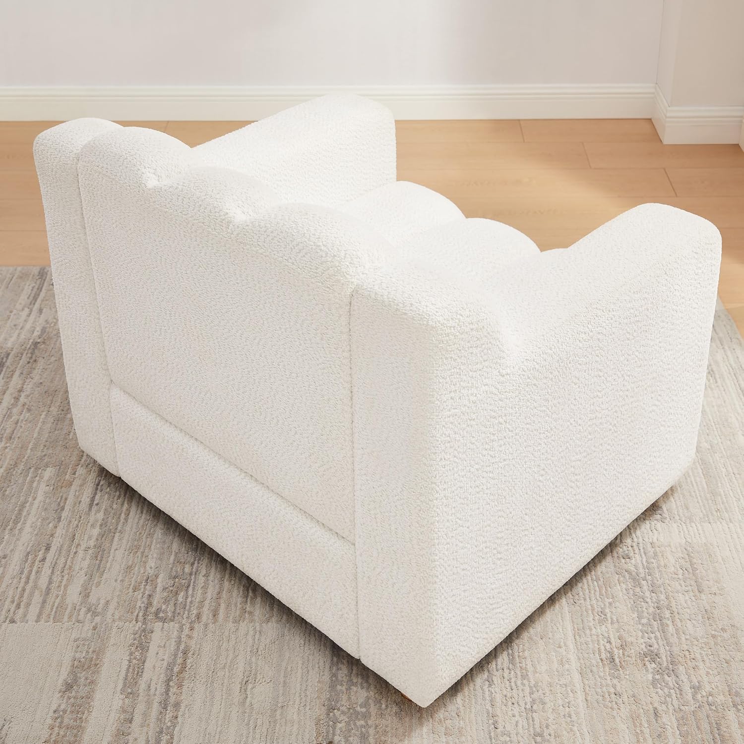 Oversized Accent Chair, Modern Living Room Chairs, Boucle White | Cloud Comfort, Upholstered Armchair, Ergonomic Design, Comfy Reading Chair for Bedroom, Office, Waiting Room