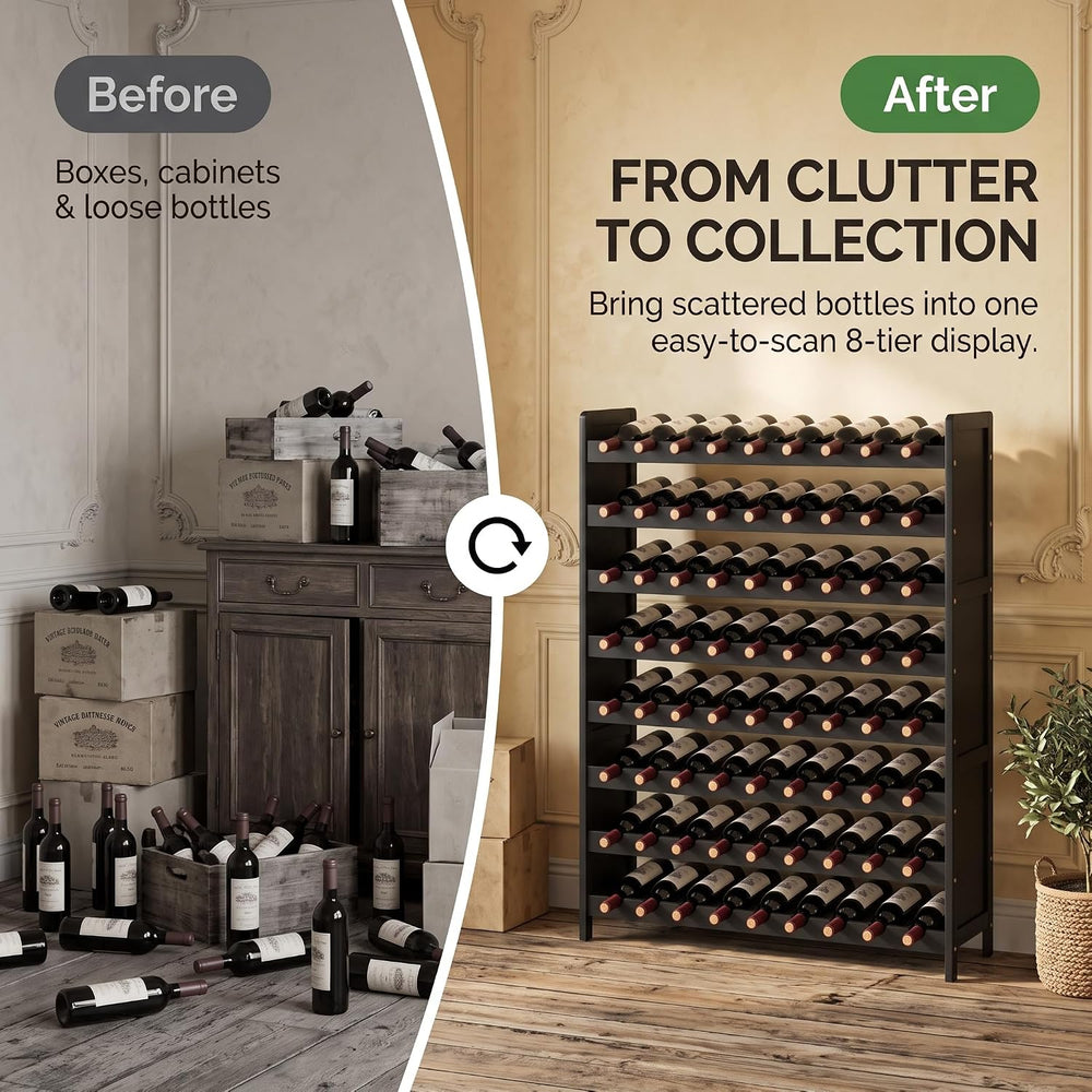 Wine Rack Freestanding Floor 72 Bottle, Bamboo Wine Storage Bottle Holder | 8...