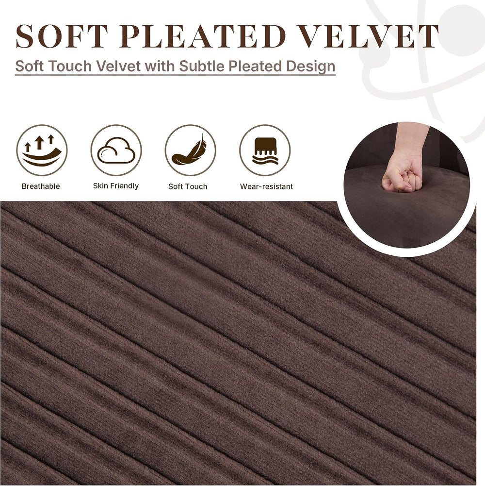 Velvet Vanity Chair with Storage, 360° Swivel Makeup Stool with Stripes Back ...