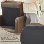 Rolling Dining Chair with Wheels, Upholstered Modern Single Armchair with Casters for Kitchen (2, PU Coffee)