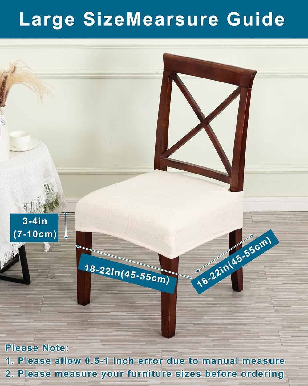 CRFATOP Waterproof Dining Chair Seat Cover Set of 4 Stretch Slipcover,L,24