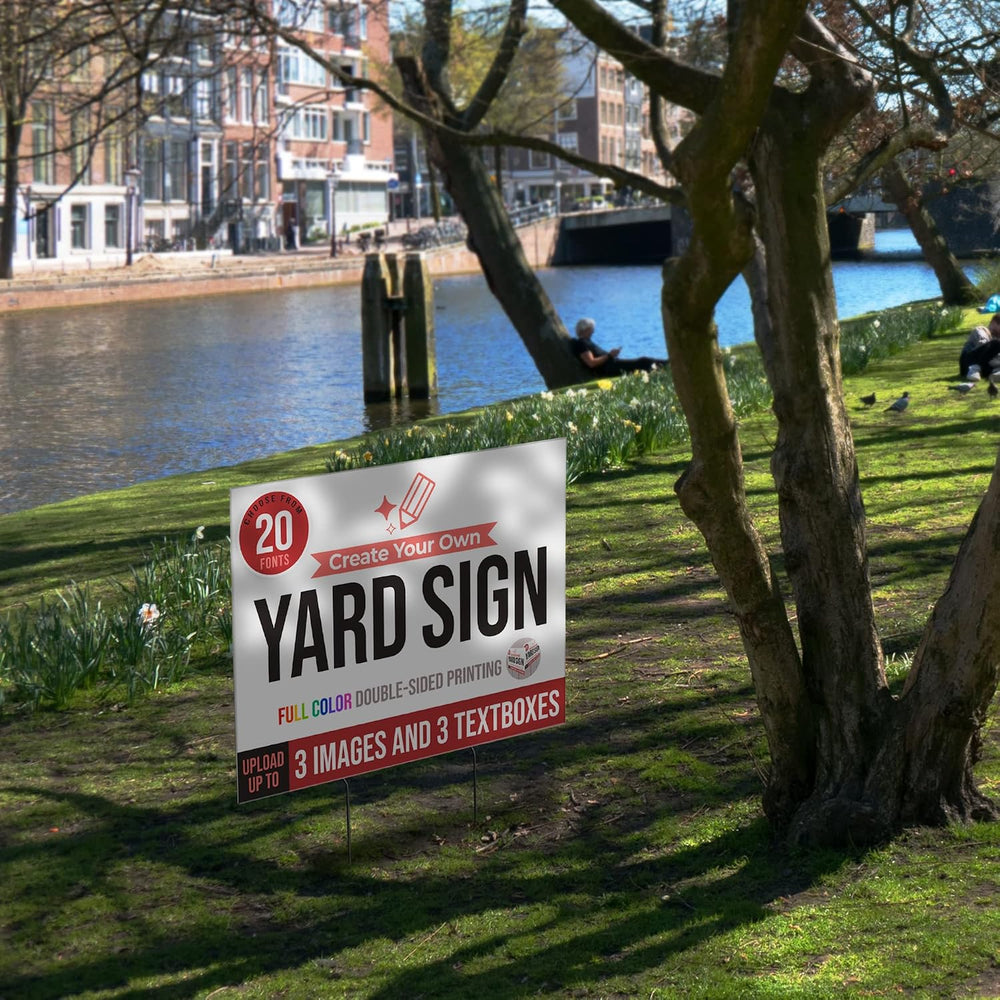 4 Pack 24x18" Double Sided Custom Yard Sign with Metal Stakes, Personali...