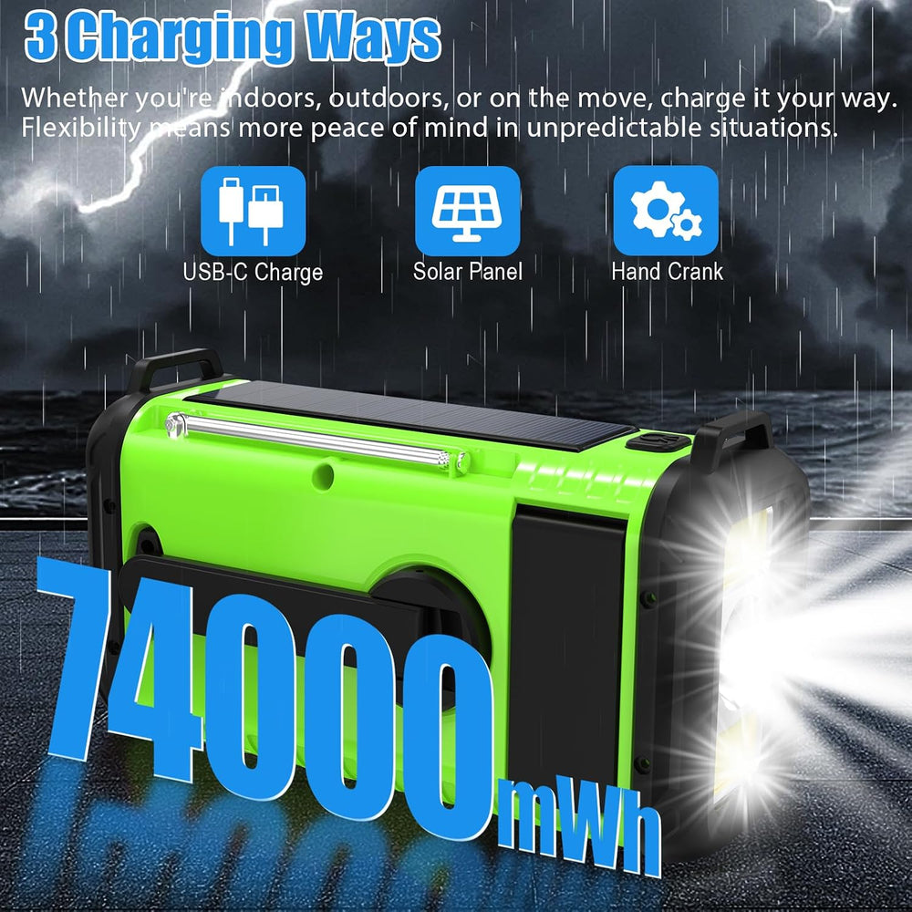 20000mAh Solar Hand Crank Emergency Radio, NOAA Portable Emergency AM/FM Radi...