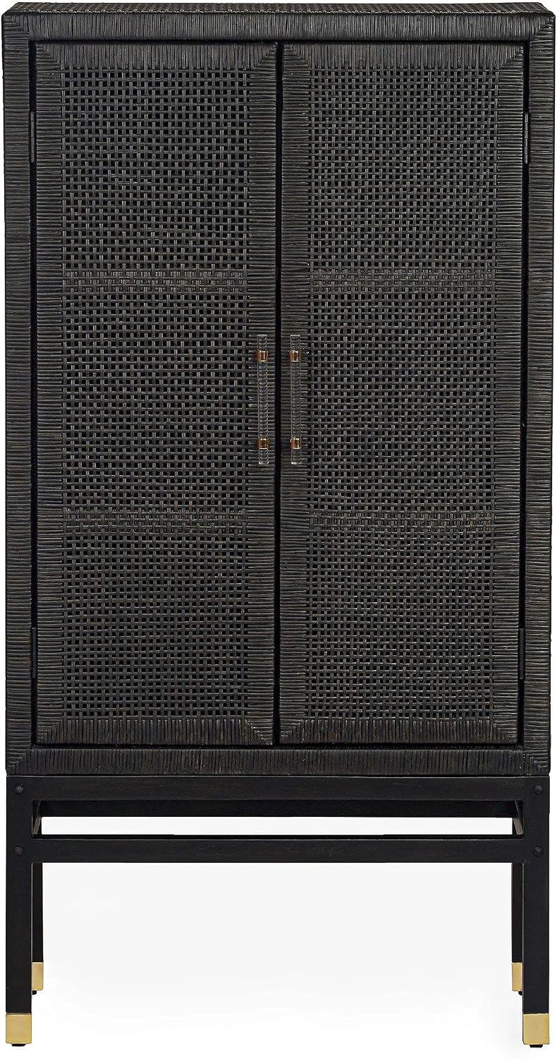 Tov Furniture Amara Charcoal Woven Rattan Wall Cabinet