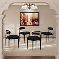 Morden Fort Black Dining Chairs Set of 4, Boucle Upholstered Chairs with Curved Backrest and Straight Metal Legs for Dining Room, Kitchen, Living Room and Apartment