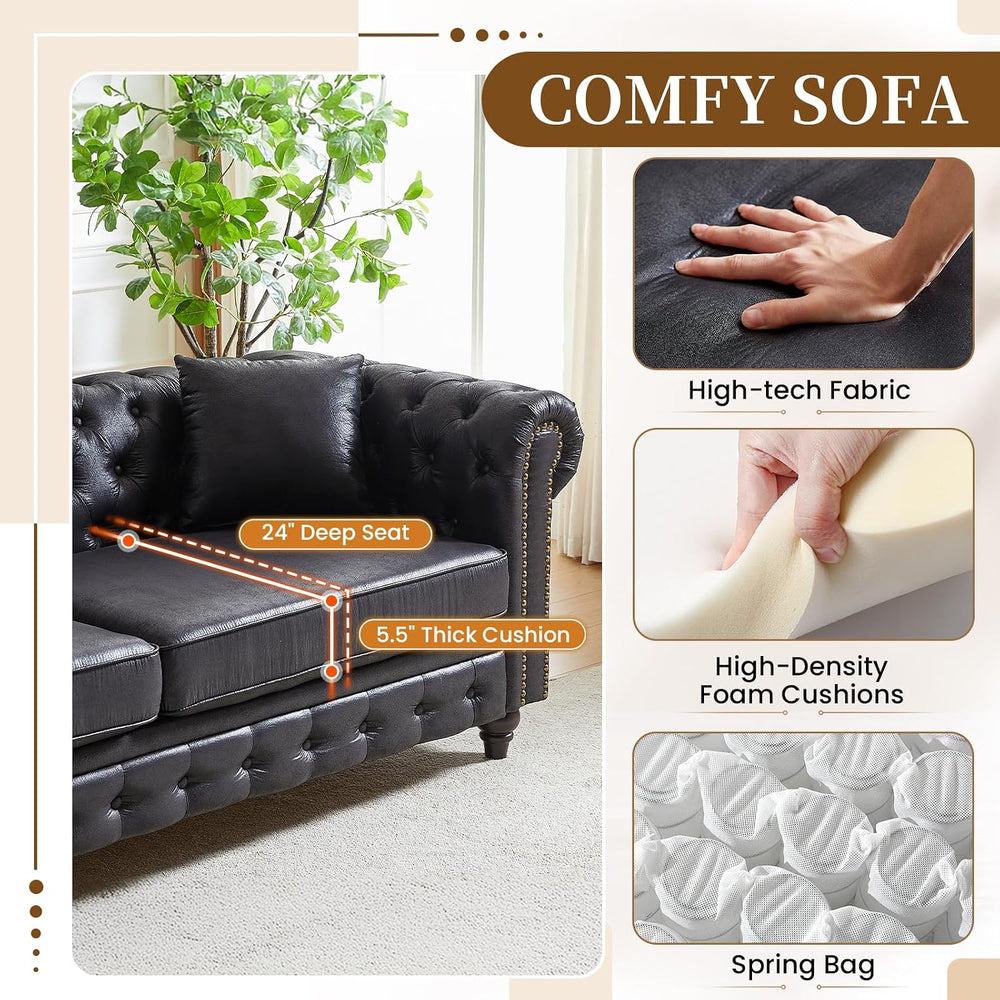 2 Piece Living Room Sofa Set,High-Tech Fabric Button Tufted Couch and Lovesea...