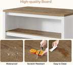 Tribesigns 47 Inch Kitchen Island with Storage and Seating, 2-Tier | Farmhouse Wooden Stationary Island Table, Large Worktop, Rustic Counter Height Dining Table
