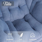 Tiita Lazy Chair with Ottoman, Modern Large Accent Lounge Armchair, Comfy Leisure Sofa Reading Chair with Footrest for Bedroom, Living Room, Dorm Rooms, Garden and Courtyard, Plush Light Blue