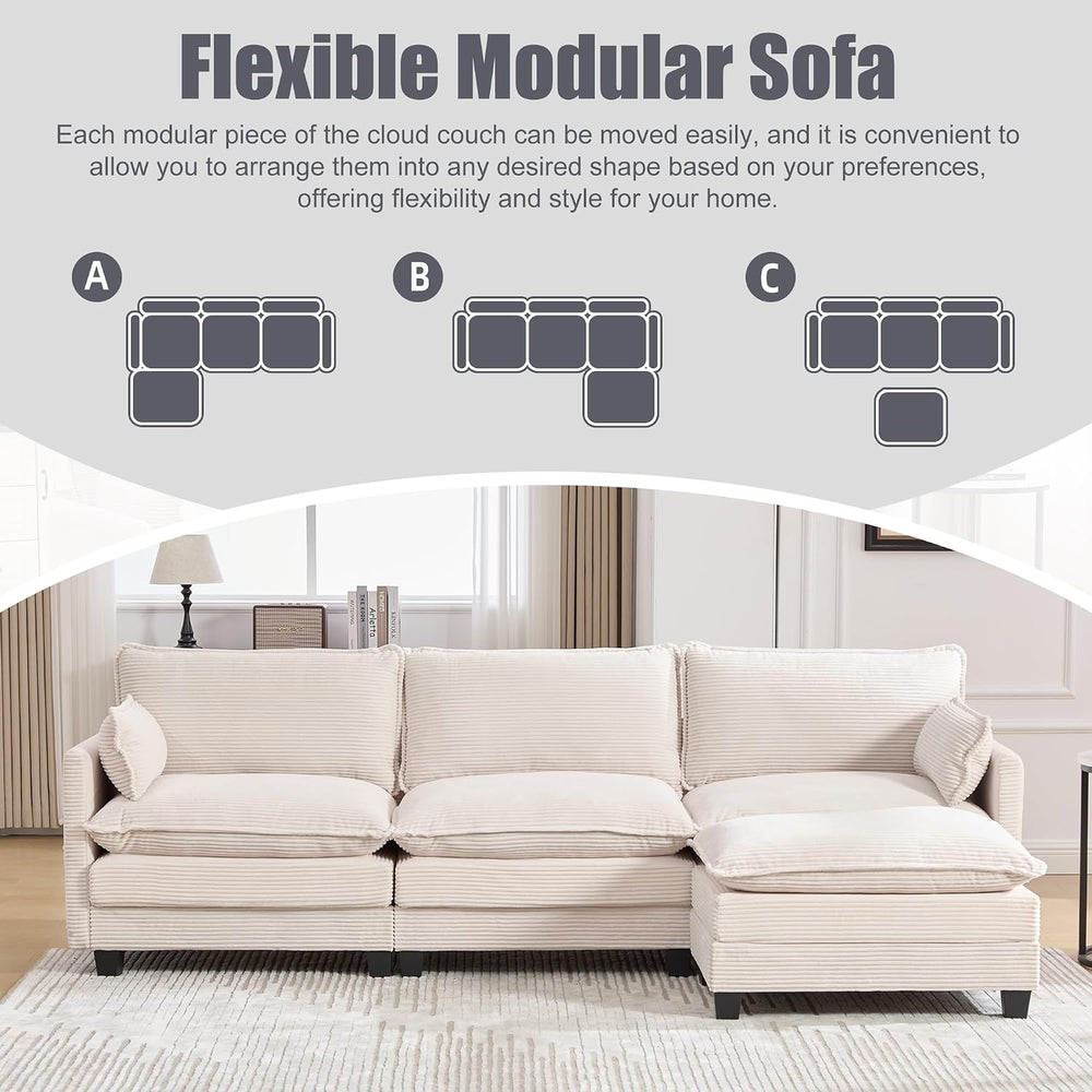 KIVENJAJA 103" Cloud Couch Sectional with Storage, L Shaped Sofa, Beige ...