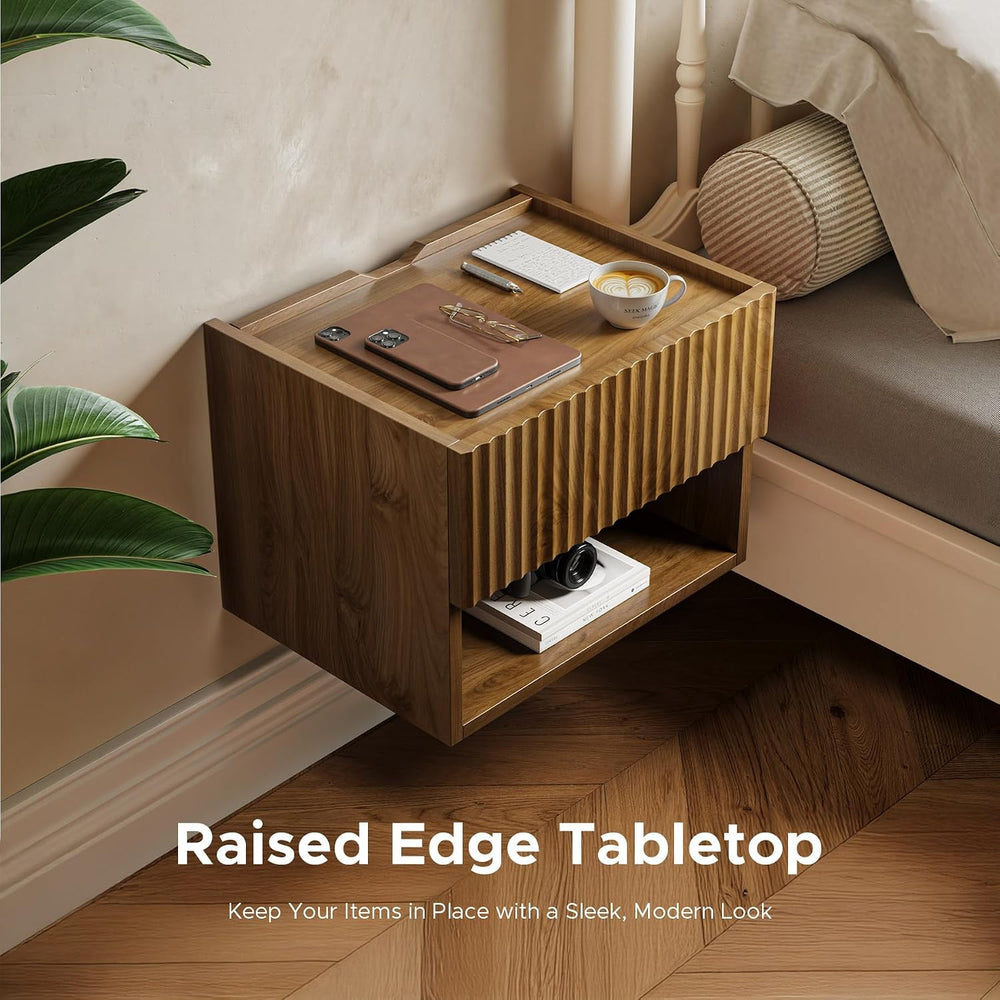Floating Nightstand Bedroom Bedside Table - Floating Night Stand Set 2 for Sm...