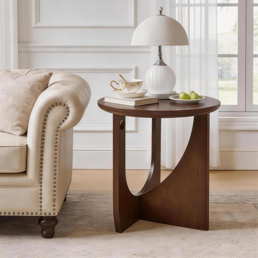 Solid Wood Side Table, 19.68" Rustic End Table for Living Room, Natural ...