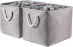 combocube 16 x 12 x 12 Inch Fabric Storage Bins for Shelves, Linen Storage Organizer Storage Basket with Ropes for Laundry, Home, Closet, Office, Clothes, Toys Organizer