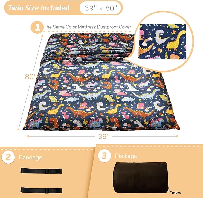 MAXYOYO Japanese Floor Mattress Futon Mattress, 4" Thicken Tatami Mat Sleeping Pad Foldable Roll Up Mat Boys Girls Dormitory Pad Kids Floor Lounger Pillow Bed, Charcoal Grey, Queen Size