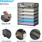 Marbrasse 2 Pack Desk Organizer with Handle, 6 Tier Paper Letter Tray, Mesh Desk File Organizer for Office, School and Home
