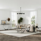 Asday Black End Table, Modern Wood Side Table, Silver End Table with U-Shaped Stainless Steel Base