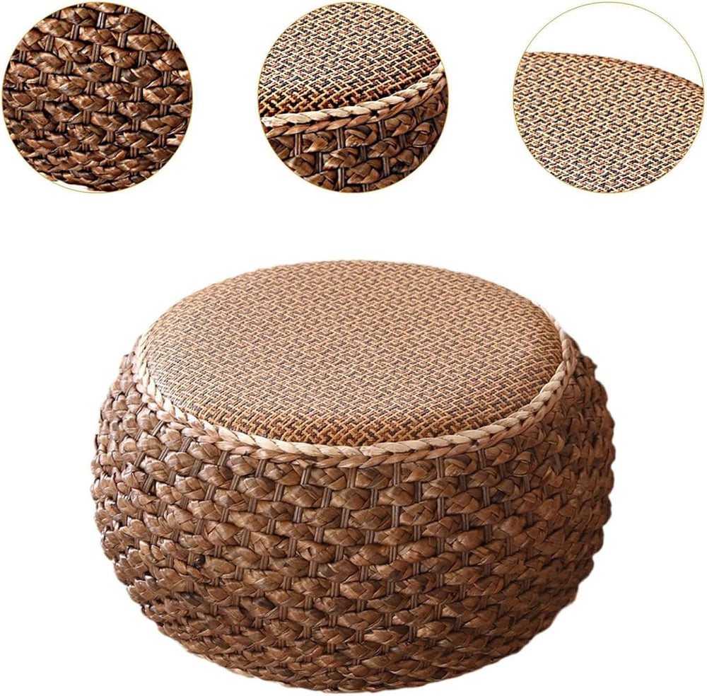 Small Round Ottoman Footrest Stool with Cushion Boho Decorative Accent Seat f...