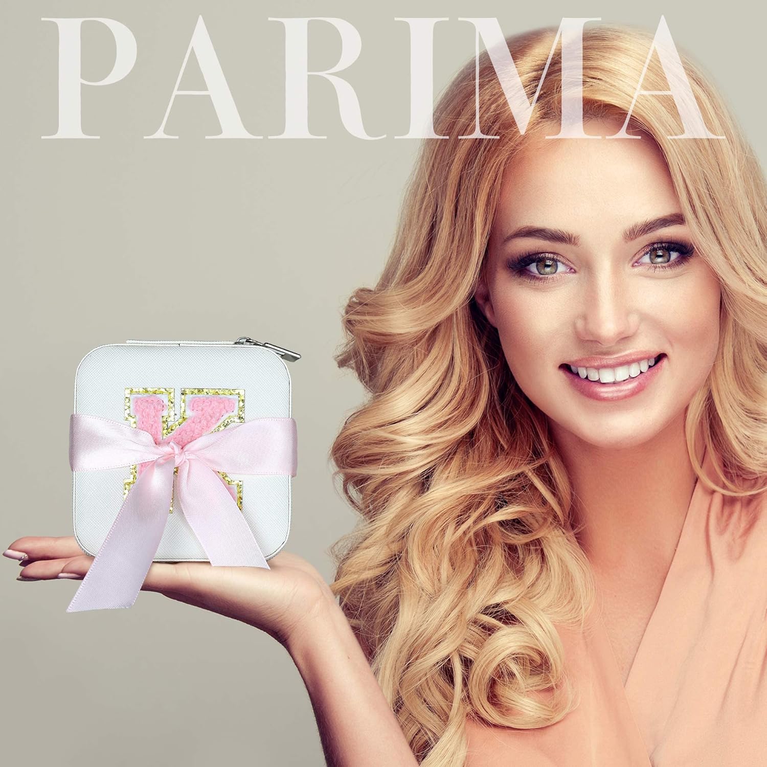 Parima Jewelry Box for Aunt Gifts from Niece Nephew, Birthday Gifts for Aunt Auntie - Unique Gifts for Aunt Auntie Travel Jewelry Case, Auntie Ever Gifts for Birthday Wedding - Letter F, White