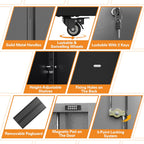 Metal Garage Storage Cabinet with 2 Doors, Adjustable Rolling Tool Storage Cabinet with Lock, 71" Steel Locking Tool Cabinet with Wheels and Shelves for Garage, Warehouse(Black&Gray, 71" H)