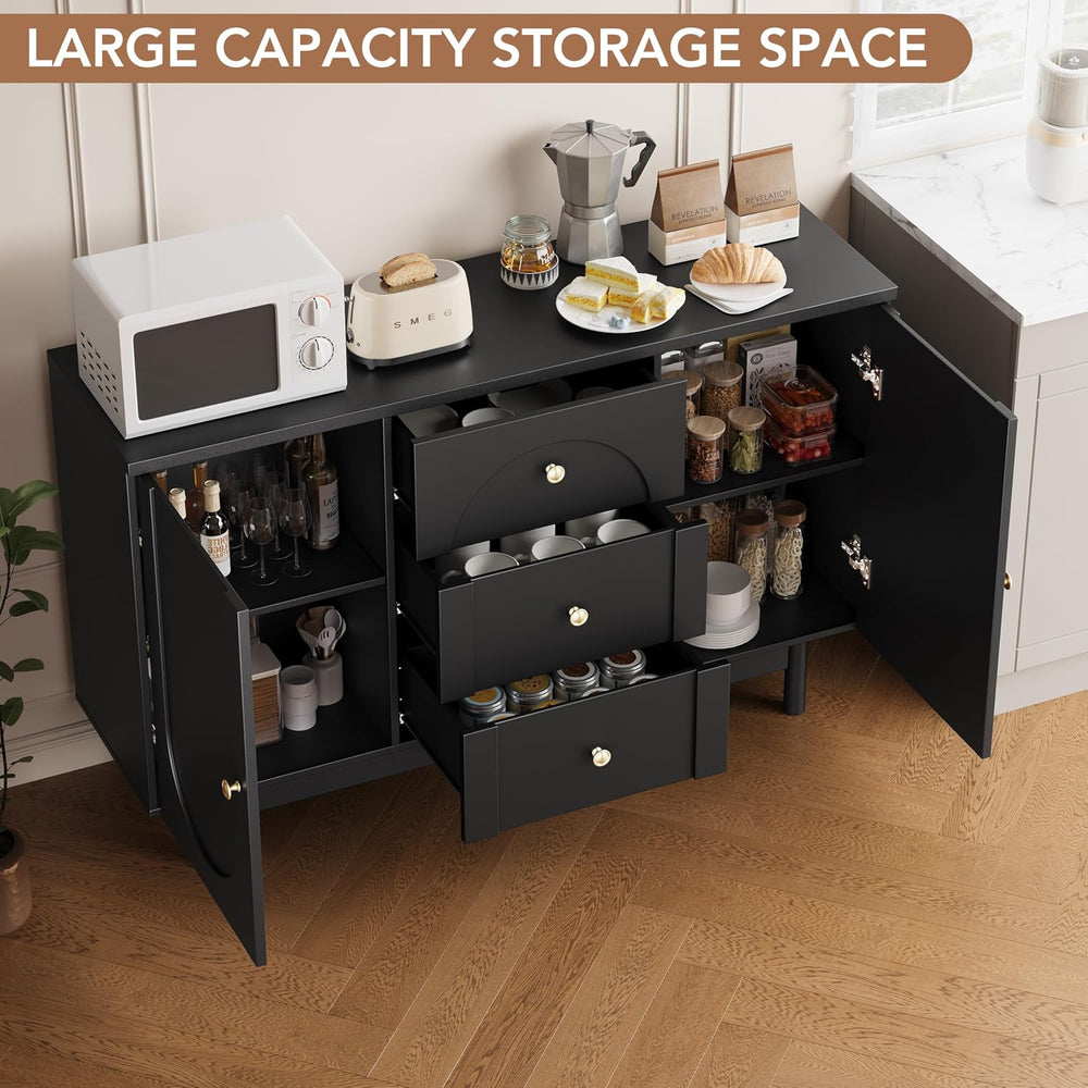 Buffet Cabinet with Drawers, 54" Large Sideboard Buffet Storage Cabinet ...
