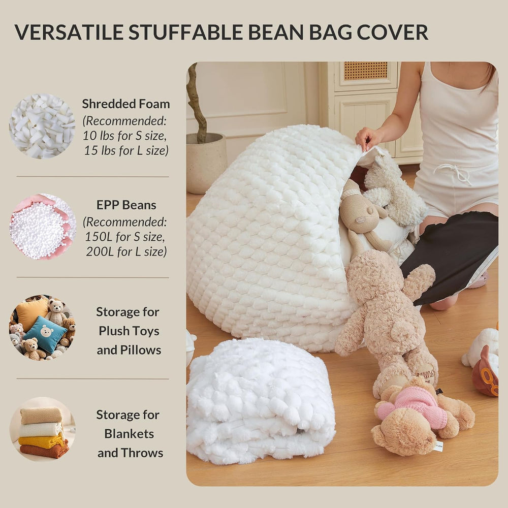 XeGe Luxury Bubble Fluffy Faux Rabbit Fur Bean Bag Cover(No Filler), Black | ...