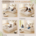 YESHOMY Boneless Couches for Living Room, 108" Sectional Modular Sectional Sofa with Deep Seat, Cloud Comfy Couch with L-Shape Chaise, Easy Assembly (Corduroy, Cream)