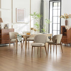 YOUNIKE Dining Chairs Set of 6 Mid Century Modern Kitchen Chair with High Back Faux Leather Upholstered Armless Chair 20" Wide Padded Seat with Wooden Legs for Kitchen Dining Living Room Bedroom Khaki