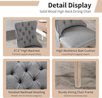 Modern Dining Chairs Set of 6, Tufted Upholstered Dining Chairs with Solid Wood Legs, Grey Linen Fabric Kitchen Chair, Sillas de Comedor, Comfy Kitchen Chair (Gray, Linen, 6Pcs)