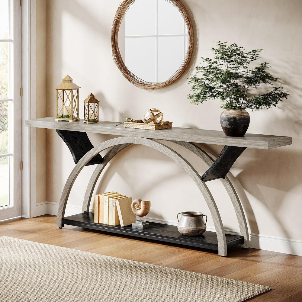 Tribesigns 70.87" Console Table, Industrial Sofa Table Behind Couch with...