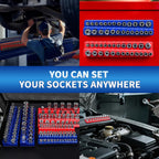 8PS Magnetic Wrench and Socket Organizer Set, Tool Trays 1/4", 3/8", 1/2" Tool Box Organizer, Metric Holder(Socket, Wrench not Included)