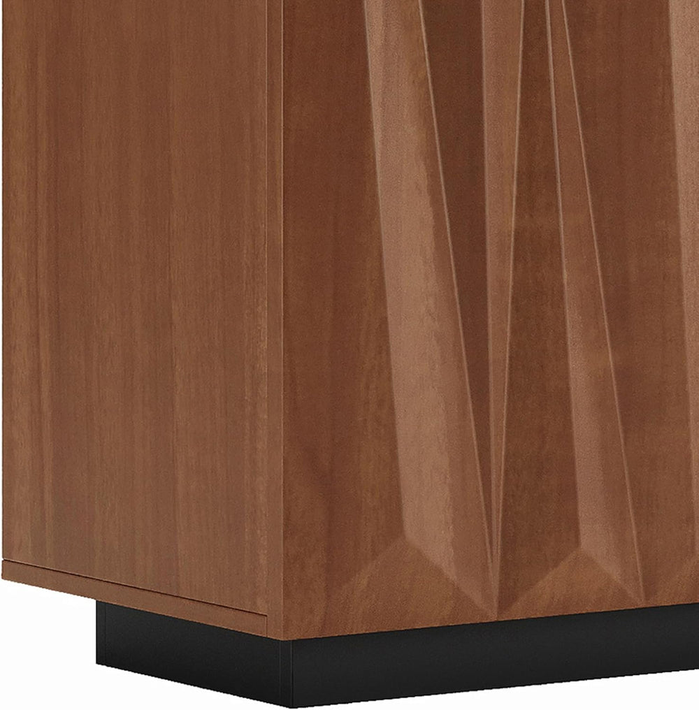 60" Contemporary Geometric Sideboard Buffet with 3D Triangular Doors &am...