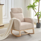 Rocking Chair Nursery, Modern Upholstered Glider Rocker with Side Pocket, High Backrest Padded Seat Accent Armchair for Living Room, Nursery, Bedroom