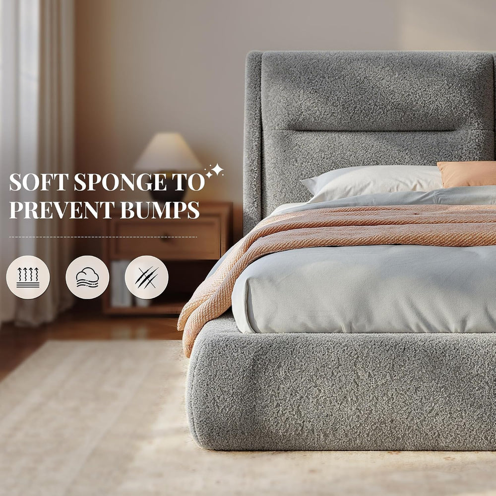 EnHomee Cloud Bed Frame Queen Size, 360° Cushioned Upholstered Bed