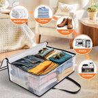 6 Pack Clear Storage Bags for Comforter, Clothes & Bedding, Plastic Blanket Storage with Zipper and Handle, Moving Bags, Closet Organizer and Under-Bed Storage (60L)