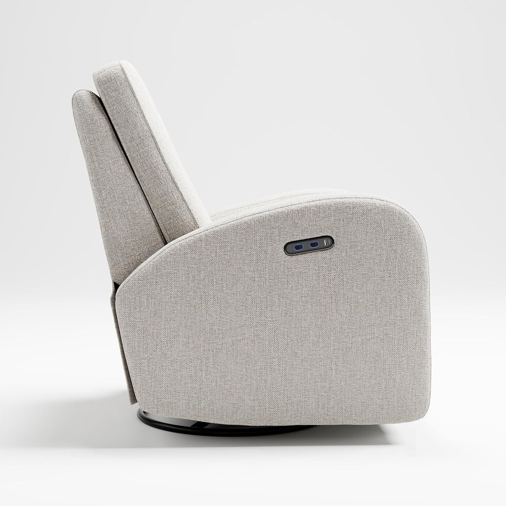 Storkcraft Santa Monica Power Recliner Swivel Glider, Dune Basketweave | Effortless Electronic Power Recline, USB-A & USB-C Charger