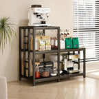 METYERRY 5-Tier Mini Fridge Stand, Bakers Rack with Storage,Multi-Purpose Microwave Stand,Mini Fridge Cabinet,Mini Fridge Shelf for Office,Kitchen,Living Room,Coffee Bar,Black