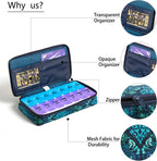 Weekly Pill Organizer 2 Times a Day, Zumd Pill Box 7 Day with Cute Quilted Fabric Zipper Case, Travel Pill Case Am Pm for Vitamin Medicine Organizer