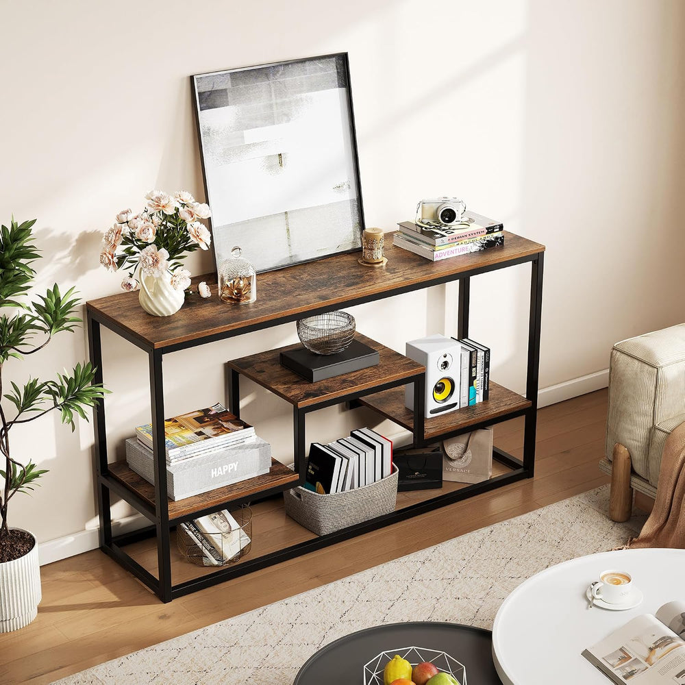 YOUDENOVA TV Stand for 55" TV, 3-Tier Storage Shelves, Rustic Brown | In...