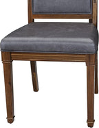 NKAM9-AWA-34 9-Piece Dining Table Set Includes a Kitchen Table and 8 Dark Grey Polyester Fabric Dinner Chairs with High Back - Antique Walnut Finish