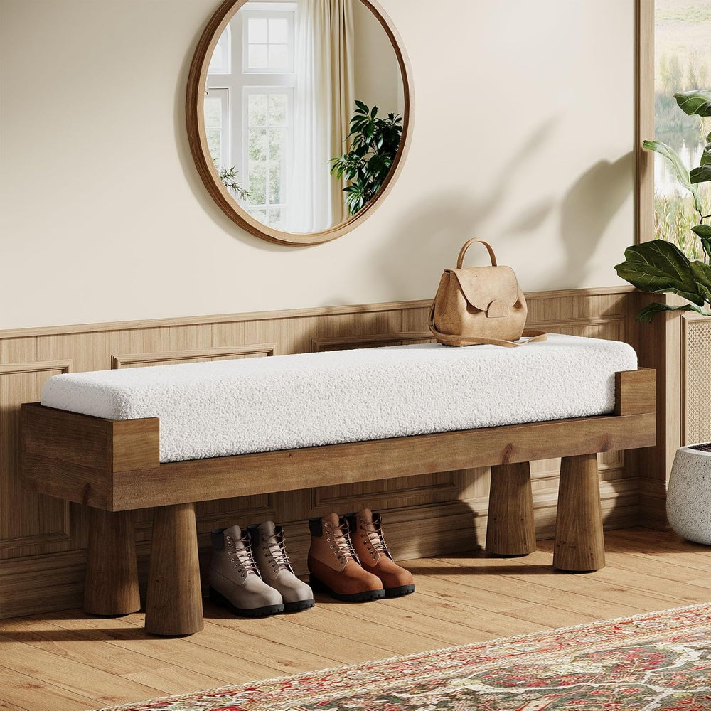 Tribesigns Upholstered Entryway Bench, Shoe Bench Padded Seat with Solid Wood...